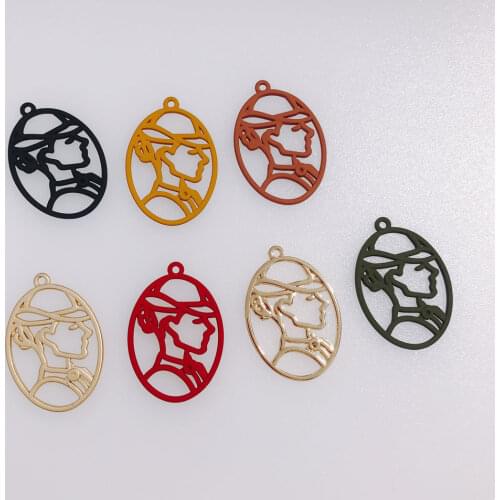8 pieces / lot K Gold / Asia Gold Rubber Paint Hollow Face Alloy Small Pendant Pendant Accessories Other