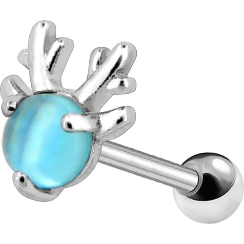 Body Punk 16g Cute Christmas Reindeer Cartilage Earring Red Enamel Tragus Helix Stud Conch Rings Body Piercing Earring