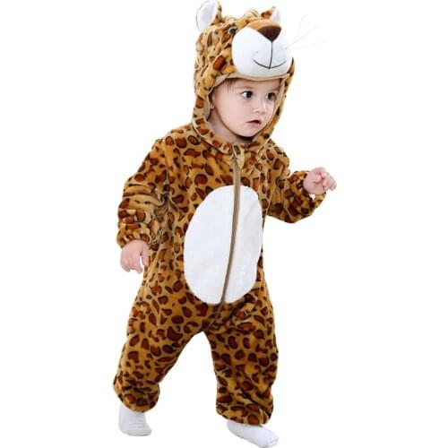 Baby Animal Rompers Newborn Flannel Leopard Lion Jumpsuit Baby Boy Girls Keep Warm In Winter Baby Lovely Outfit