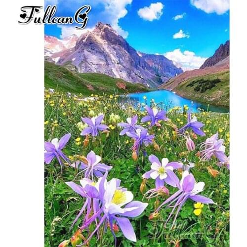 FULLCANG Spring landscape nature diy 5d diamond mosaic diamond painting full square round diamond embroidery sale decor FC2609
