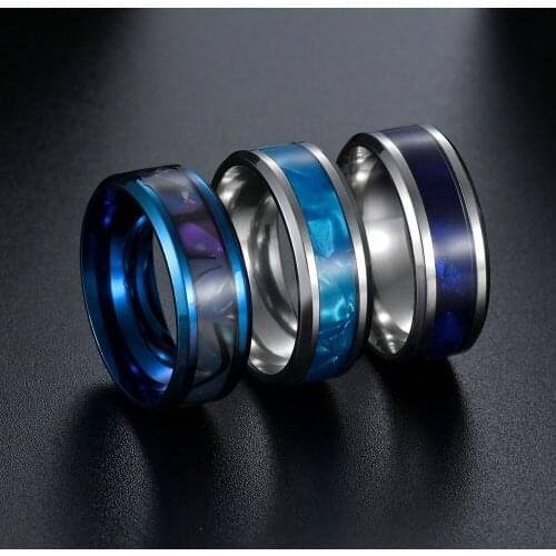 Stainless Steel Black Blue Silvery Magic Color for Men Women Wedding Engagement Band Rings Shinny Couple Ring Charm Male Gift
