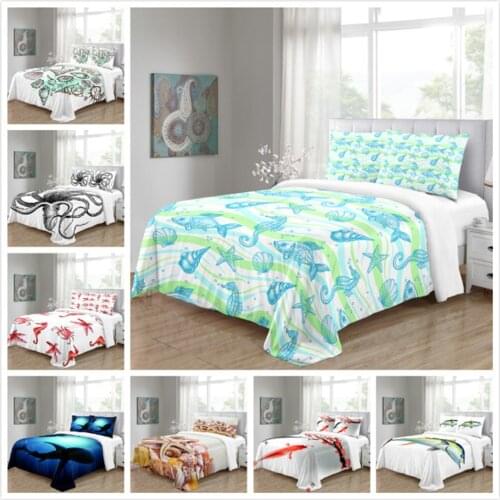Blue Starfish Bed Bedding set Coast Beach Duvet Cover Set Set Kids Teen shell home textiles Summer Bedspread Quilt Cover
