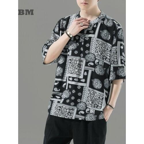 Summer Chinese Style Ice Silk T Shirt Men Loose Plus Size Thin Short Sleeve National Style Oversized Blouse Oversized Tops Male