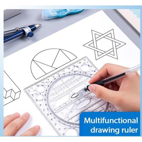 Multifunctional Drawing Ruler Geometric Function Drawing Measuring Ruler Angle Circle Maker Geometric Drawing Template Measuring