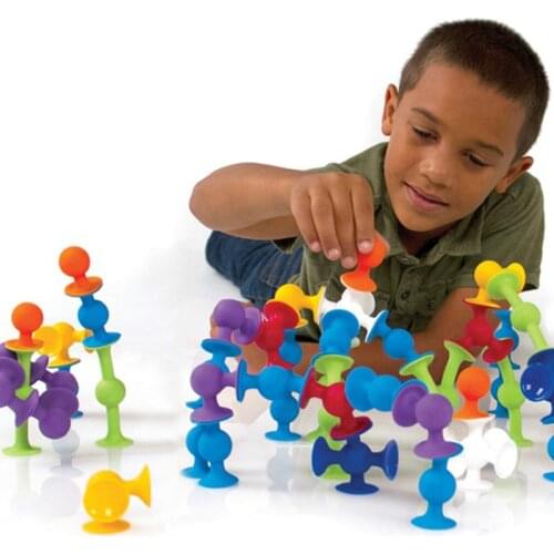 DIY Soft Silicone Building Blocks for Baby Educational Construction Toys Funny Assembled Sucker Suction Cup Toy Christmas Game