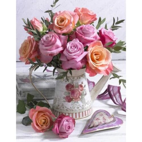Flower Rose DIY Embroidery 11CT Cross Stitch Kits Craft Needlework Set Printed Canvas Cotton Thread Home Decoration Wholesale