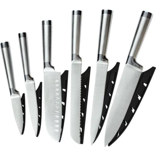 6Pcs/Set Stainless Steel Kitchen Knives Set Bread Knife Meat Fish Cleaver Butcher Knife Chef Knives Set Vegetable Cooking Tool