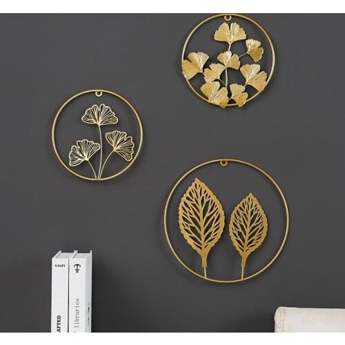 Nordic Style Leaf Shape Hanging Wall Wall Decor Accessories Creative Iron Ginkgo Leaf Decoration Living Room Sofa Background