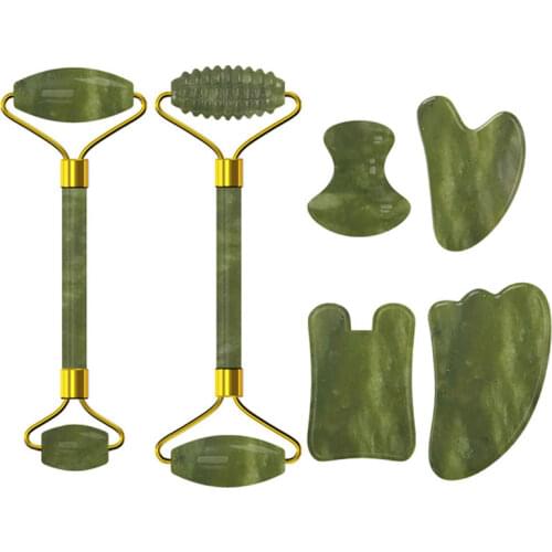 Jade Roller Massager Facial Body Massager Roller Jade Stone Gua sha Board Gouache Scraper Face Lifting Beauty Massage Tool