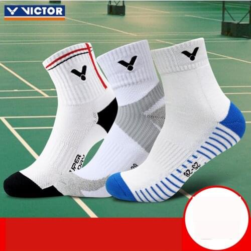 3 Pairs of Socks Victor Badminton Socks Men Sports Sock Cotton Middle Tennis SportsThickened Towel Bottom SK 112 K/F/D