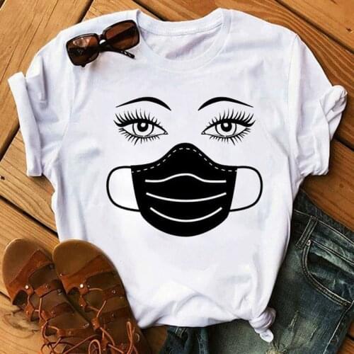New Fashion Women T Shirt Leopard Face Mask Eyelash Print Tee Shirt Female Short Sleeve Tops Tee Harajuku T-shirts 90s Girls Tee