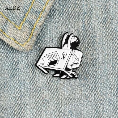 New tired of learning to overturn the table brooch girl angry not working learning fun brooch denim clothing backpack pendant je