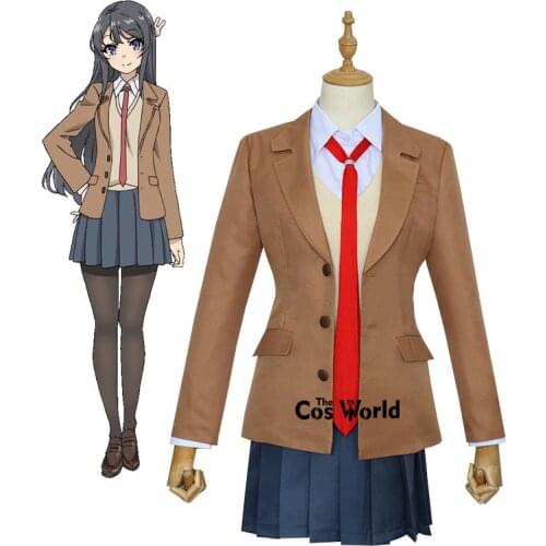 Seishun Buta Yarou wa Sakurajima Mai School Uniform Dress Outfit Anime Cosplay Costumes