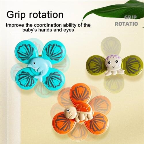Stress Relief Windmill Kawaii Cartoon Spinning Tops Sucker Windmill Toy Suction Cup Turntable Fidget Spinner Baby Bathing Toys