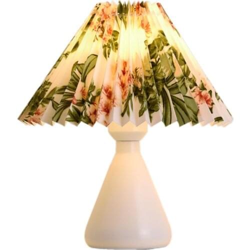 Modern Pleats Fabric Table Lamps Bedroom Bedside Desk Lamp Japanese Led Stand Night Light Fixtures Office Study Home Art Decor