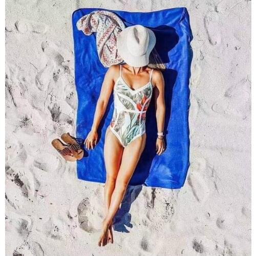 CA Designers Wild Tropical Landscape Slip One-Piece Swimsuit Botanical Print Cami Low-Back High-Leg Cut Matte Vacay Swimwear