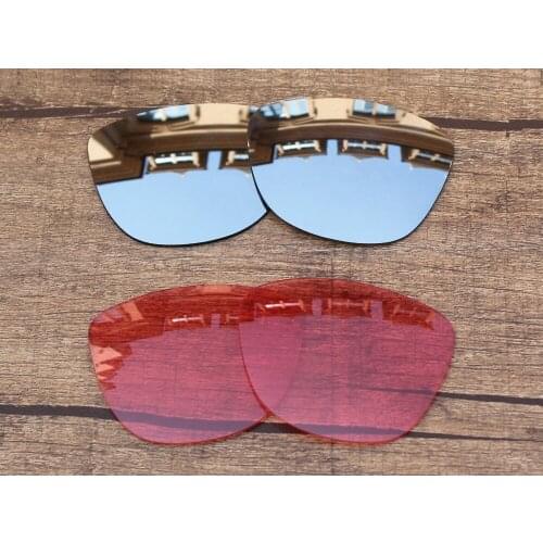 Vonxyz 2 Pairs Chrome Mirror & Pink Replacement Lenses for-Oakley Frogskins Frame