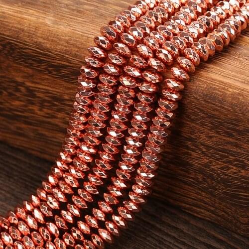 KANGKANG high quality Rose gold Hematite Natural Beads For Jewelry Making 4 6 8MM 15" Strand Pick Size DIY Bracelets Necklace