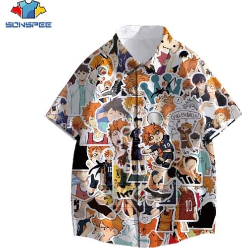 Japan Anime Haikyuu!! Shirt 3D Print Funny Many Character Pattern Shirts Summer Casual Men Hawaiian Volleyball Sports Blouse