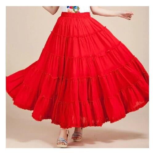 New 2020 womens 13 color big ruffles ankle-length chiffon skirts,plus size candy color bohemian skirts, WOMEN party skirts