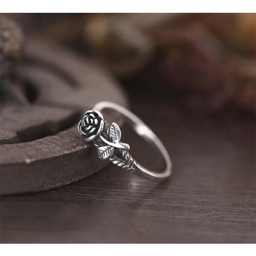 New Arrival Vintage Rose Rings For Women Silver Color Vintage Bohemia Ring Fashion Jewelry Valentines Day Gift For Girlfriend