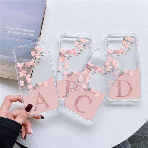 Custom Cherry Blossom Flower Initial Alphabet Hard PC Airbag Case For Huawei Mate 20 P20 P30 Pro P40 Lite E Y7 Y9 Y6 2019 Cover