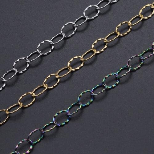 1 Meter 6x9mm Stainless Steel Soldered Textured Oval Circle Chains Wholesale Necklace Bracelets Making Top Quality