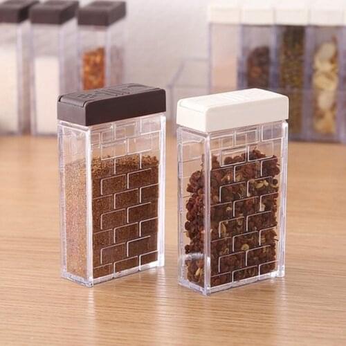 1pcs Spice Jar Seasoning Box 6Pcs/Set Kitchen Spice Storage Bottle Jars Transparent PP Salt Pepper Cumin Powder Box Tool