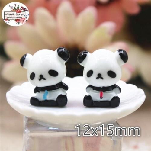 10PCS 3D panda animal Resin Flat back Cabochon Miniature craft Art Supply Decoration Charm Craft