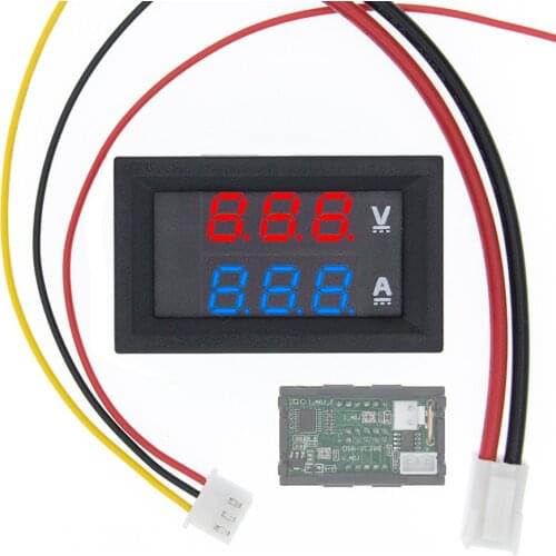 10pcs DC 0-100V 10A Digital Voltmeter Ammeter Dual Display Voltage Detector Current Meter Panel Amp Volt Gauge 0.28" Red Blue