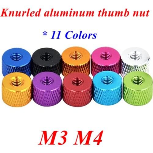 10pcs M3 M4 Hand Nut Knurled Aluminum Thumb nut for Locking airflame aluminum alloy Handnut Multi-color