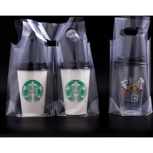 100pcs High quality transparent milk tea coffee cup packaging bags disposable beverage drink takeaway portable plastic pouch