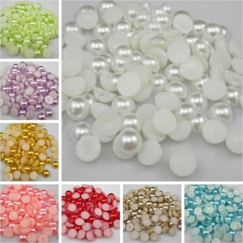 1000PCS/Bag About 50G Mixed 2-10mm Single/AB Color Resin ABS Round Flatback Imitation Pearls Beads Crafts For Diy Decoration