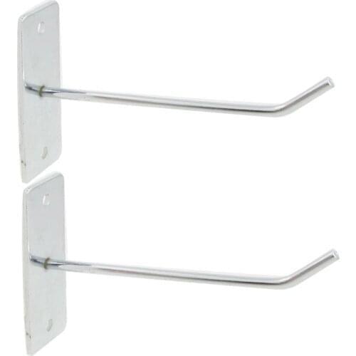 2 Pcs Wall Board Hanger Metal Clothes Towels Display Hook Silver Tone