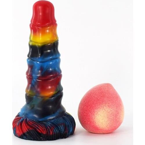 21cm Long Graffiti Silicone Anal Plug Horse Dildo Suction Cup Sex Toy For Woman Masturbation Soft Large Penis Sex Rod Vaginal 18