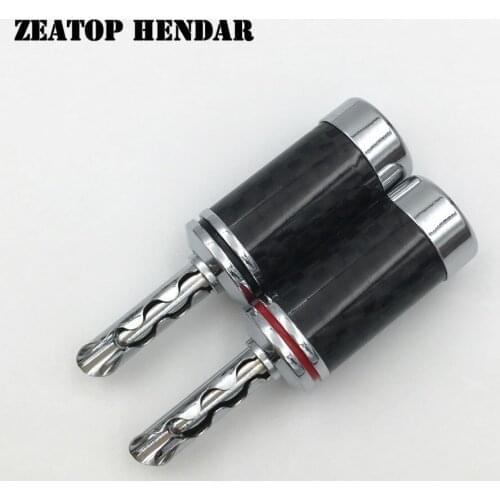 4Pcs High Quality HIFI Silver Plated Carbon Fiber Speaker Cable BFA Banana Male Amplifier Terminal Jack Plug Audio Connector