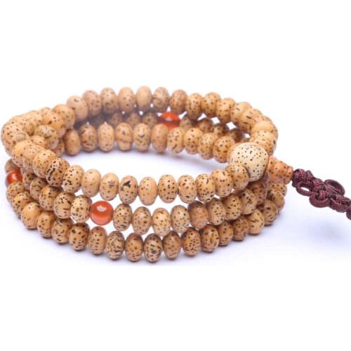 8x6mm Tibetan 108 Starmoon Bodhi Rosary Beige Bodhi Prayer Beads Malas Bracelet BRO995
