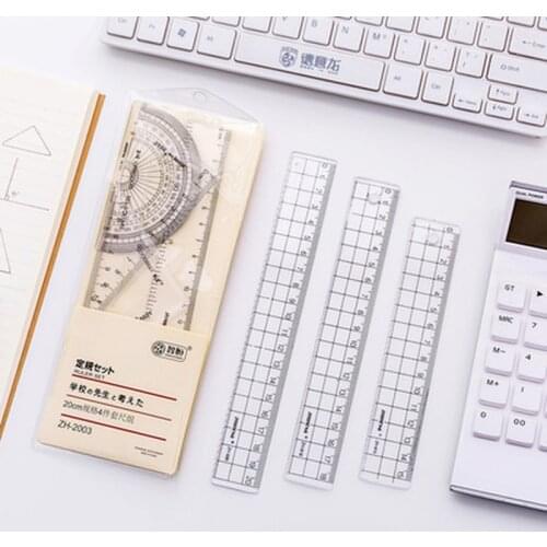 Creative Simplicity Transparent Style Checkered Acrylic Plastic Ruler Student Office Learn Stationery Drawing School Supplies