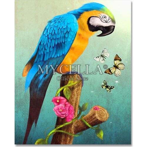 Animal Butterfly Diy 5D Diamond Painting All Sticks Diamond Parrot Butterfly Mosaic Flower Living Room Home Decoration Gift