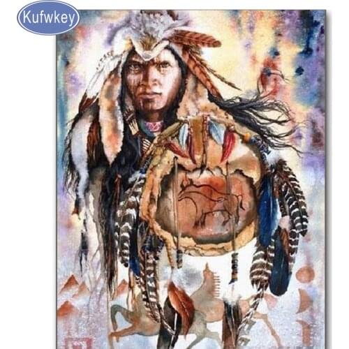 Diamant painting Indians feathered men 5d Diamond Painting Full Drill square/round 3d Embroidery Cross Stitch Mosaic patterns