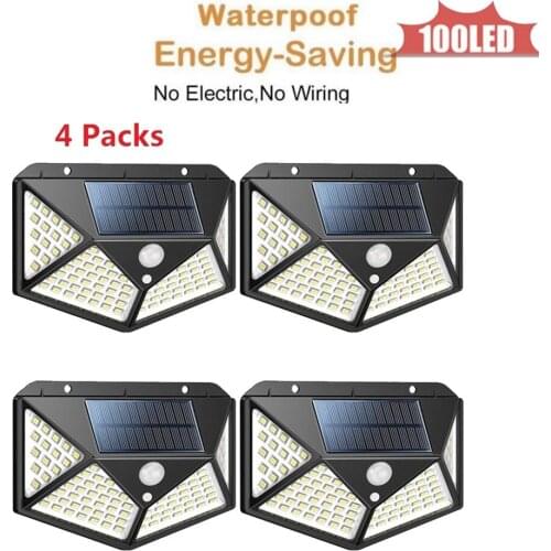 100LED Wireless Solar light Solar Power PIR Motion Sensor Outdoor Waterproof for Street Garden Security Wall Lamp With 4 Modes 4