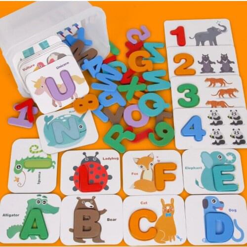 Wooden Word Spelling Games English Letters Alphabet Digit Recognition Early Educational Cognition Puzzle Montessori Kid Gift