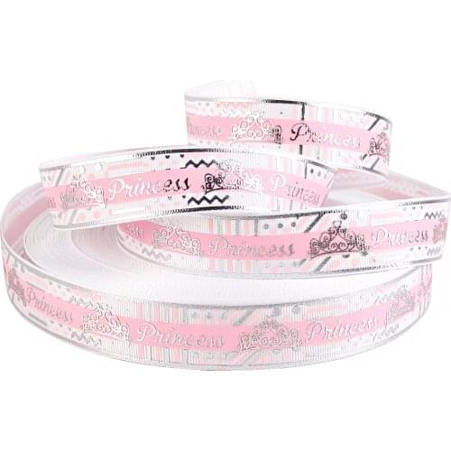 David angie 1"25mm sliver foil crown stars starfish Grosgrain Ribbon Tape 5 Yards,DIY Party Decoration Material,5Yc3011