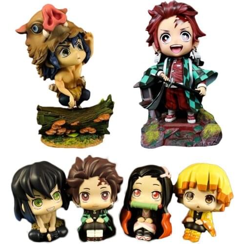 6pcs/set Demon Slayer Tanjiro Inosuke Nezuko Figurine Kimetsu No Yaiba Anime Action Figure PVC Model Brinquedos Children New Toy