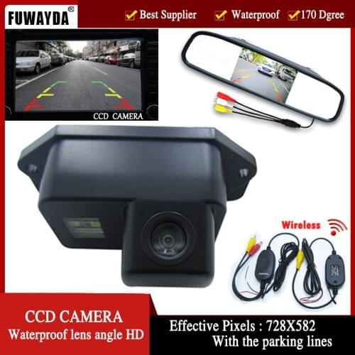 FUWAYDA Wireless Color CCD Car Rear View Camera for Mitsubishi Lancer Evolution,with 4.3 Inch Rear view Mirror Monitor HD