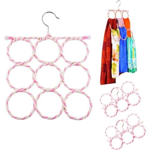 INS Style 9 Grid Ring Scarf Storage Hook Waist Tie Towel Multifunctional Hangers - Random Color