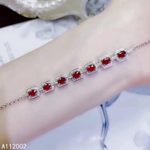 KJJEAXCMY fine jewelry natural Ruby 925 sterling silver new gemstone women hand bracelet support test elegant