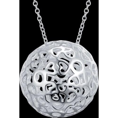 Classic 925 Sterling Silver Necklaces Charm Jewelry 18 Inches Hollow Ball Pendant Fashion women Party Christmas Gifts