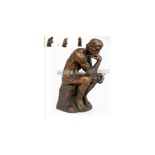 Free shipping Collectible ! Vintage Rodin Pure Bronze Thinker Statue Art Deco