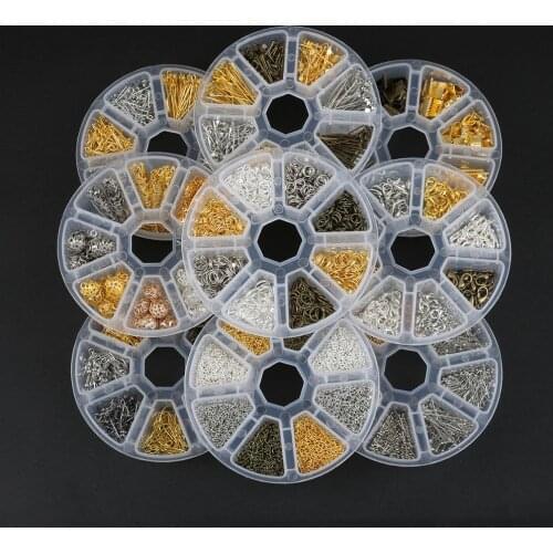 Jewelry Findings Making Single Rings/Extender Chain/Claps/Earring Hooks/Pins/Clip Round Box Beads Kit For DIY Earring Necklace